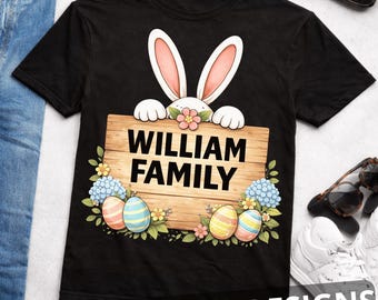 Personalisierte Familie Ostern PNG, benutzerdefinierte Häschen-Familienname-Shirt-Design, passendes Oster-Familien-Outfit, Osterhasen-Sublimation PNG