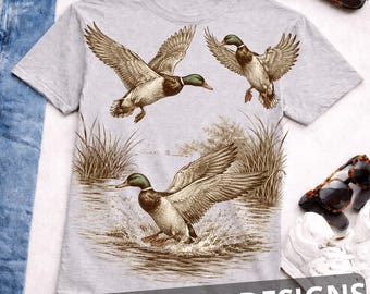 Retro Ente PNG, Vintage 90er Jahre Stockentengrafik, Cabin Core Animal Print, rustikales Lake Life Crewneck Design