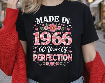 Made in 1966 Floral Birthday PNG, 60 Years of Perfection Vintage Design