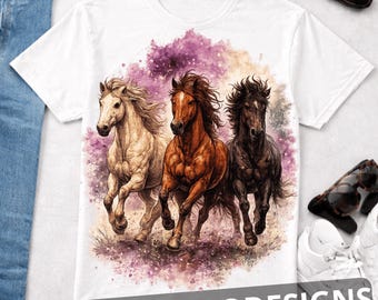 Vintage Wild Horses 90s Graphic PNG, Retro Western Cowboy Nature Tee