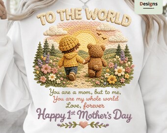 First Mother’s Day Crochet PNG, First Time Mom Gift, 1st Mothers Day PNG, New Mom Crochet Design, Mama Gift, Baby Announcement PNG