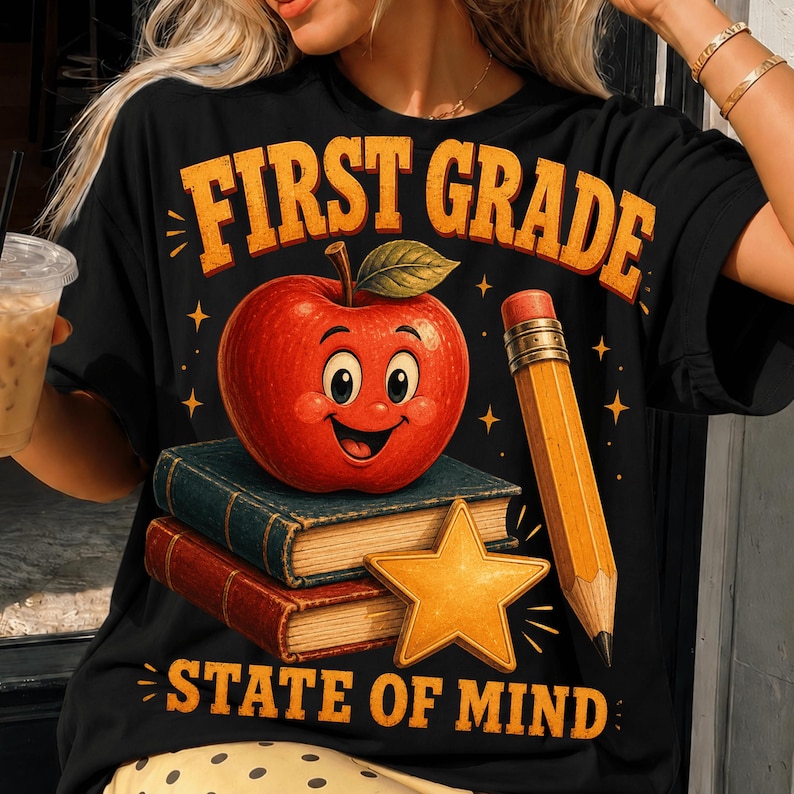 First Grade State of Mind PNG, Back to School Teacher Apple Digital ...
