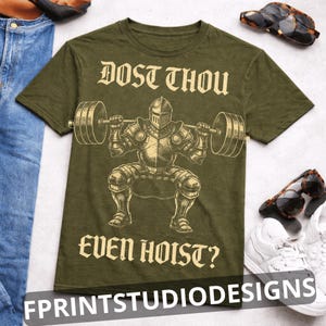 Hebst Du auch? PNG | Mittelalterliches Ritter-Gewichtheber-T-Shirt Bild 2