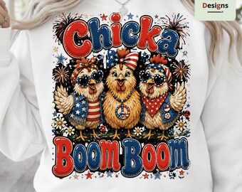 Funny Patriotic Chicken PNG, Red White Blue Chicken Sublimation, 4th of July Farm Animal Design, USA Country Hen Digital Download