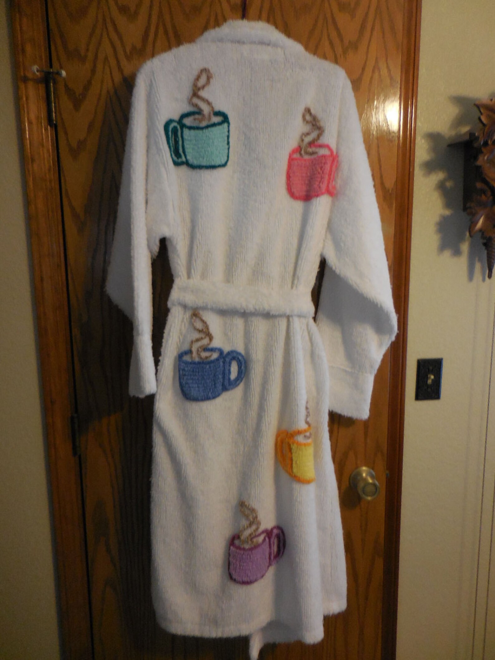Vintage Canyon Group White Coffee Talk Chenille ROBE White Etsy