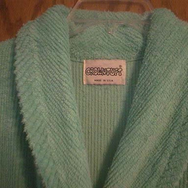 RESERVED - Vintage Chenille ROBE - Aqua / Turquoise with Plush Lines - Vintage Aqua / Turquoise Chenille BATHROBE  - Free Shipping