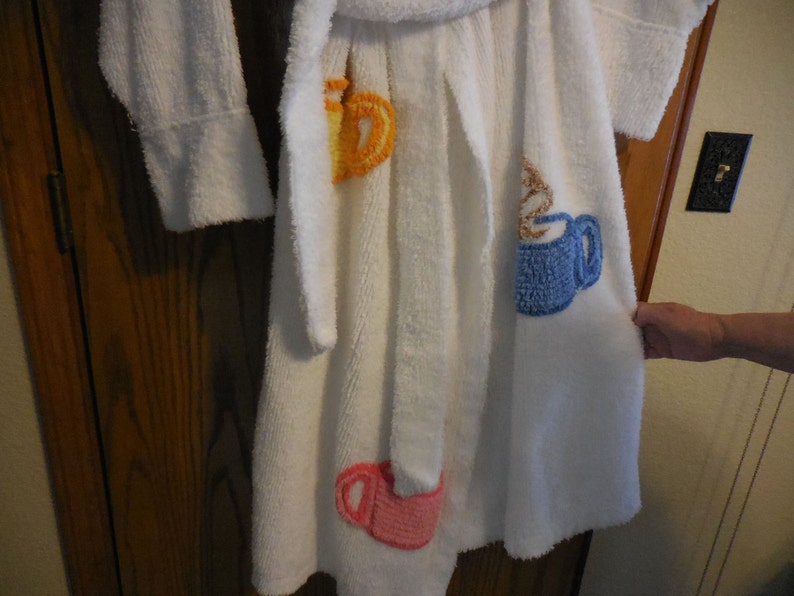 Vintage Canyon Group White Coffee Talk Chenille ROBE White Etsy