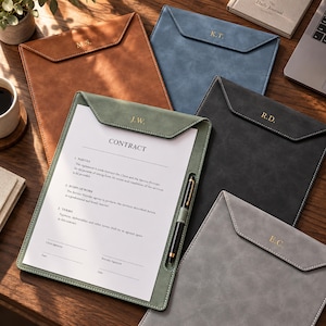 Personligt läderurklipp, magnetisk A4-dokumenthållare, portfoliomapp med personligt namn, kontorspresent till chef, kollega och anställd