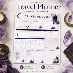 Shadow Work Travel Planner Printable, Mindful Vacation Checklist (Digital Download)