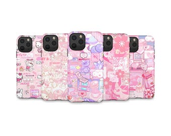 Funda rosa con estética Kawaii para iPhone 17 16 15 14 13 12 11 Pro Max y Samsung Galaxy S25 S24 S23 S22 S21.