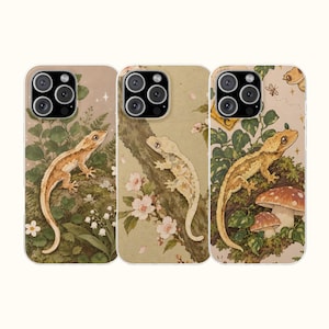 Crested Gecko Phone Case, Cute Crestie Lizard Terrarium Pet Cover for iPhone 18 17 16 15 14 13 12 Samsung Galaxy S26 S25 S24 S23 S22 S21