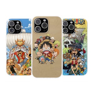 Funda de teléfono One Piece Luffy Manga Collage: Funda de anime para iPhone 17, 16, 15, 14, 13, 12 y 11