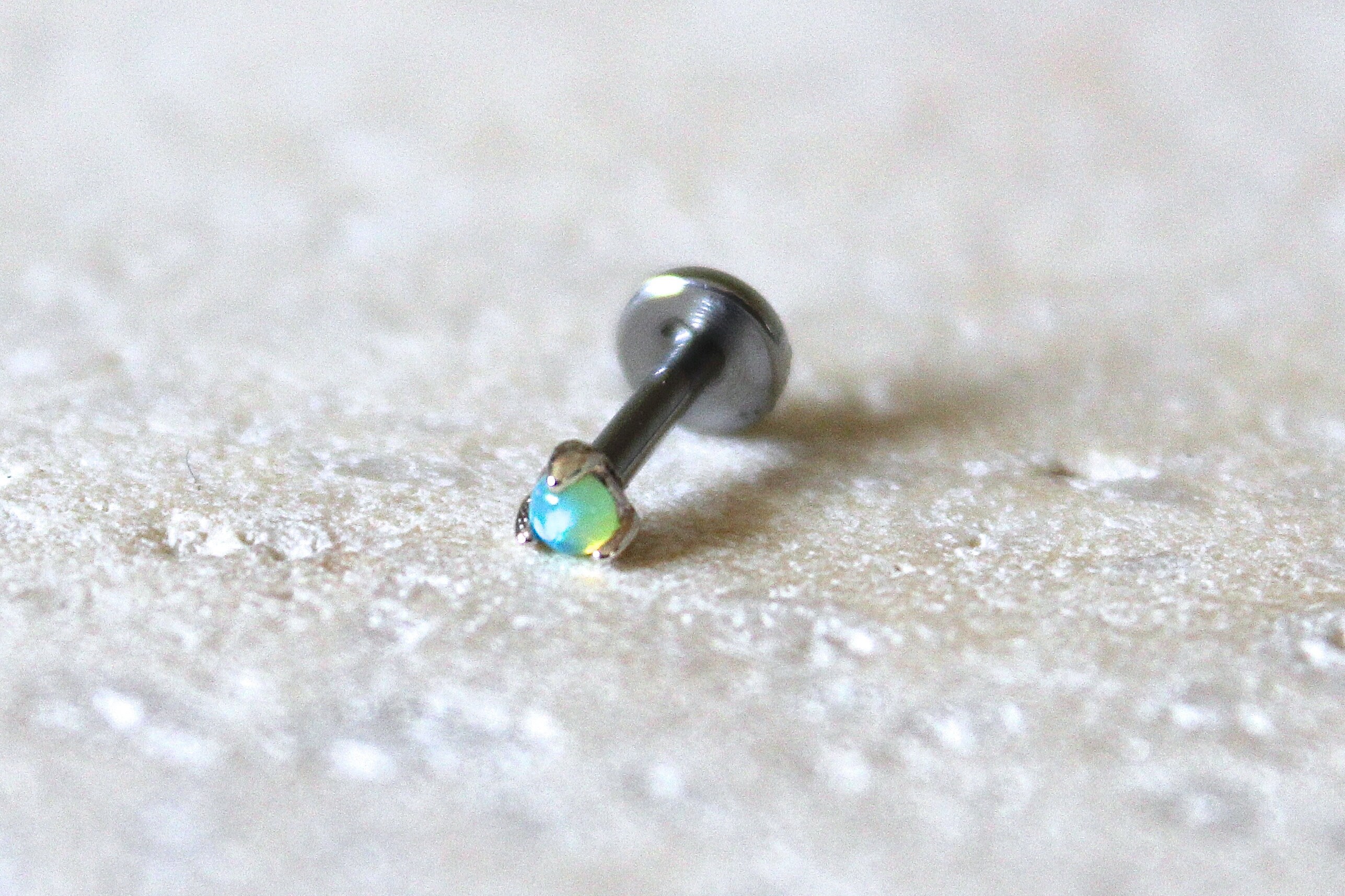 2mm Jade Opal 3-Prong 16g Threadless 316L Surgical Steel | Etsy