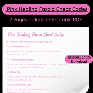 Rosa Heilende Faszien Cheats (2-seitig) | 10 Faszienlösende Bewegungen | PDF-Datei