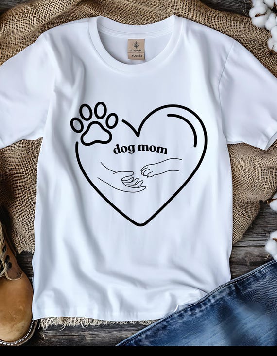 Dog Mom T-Shirt – Minimal Line Art Heartbeat Tee