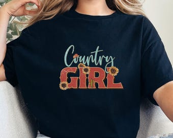 Sudadera de chica campestre, camiseta con estampado de girasol, estilo vaquera