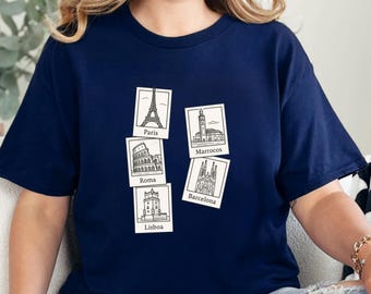 Sudadera con monumentos de la ciudad: París, Roma y Barcelona