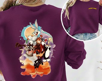 Sudadera de Looney Tunes, sudadera con capucha de Disney, camiseta divertida, camiseta de Looney Tunes, sudadera con capucha de cuello redondo