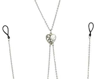 Non Piercing Nipple Jewelry - Heart Necklace to Nipple Chain - Heart Intimate Jewelry - Fake Nipple Rings - Silver Chain Lingerie