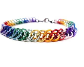 Rainbow Bracelet, Gay Pride Bracelet, Colorful Bracelet, Multicolor Bracelet, Rainbow Chainmail Bracelet, 7 Chakra Bracelet, Chakra bracelet