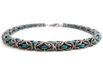 Niobium Chainmail Bracelet, Non Tarnish Bracelet, Niobium Byzantine Bracelet, Thin small bracelet, Geometric Bracelet, Minimal Bracelet