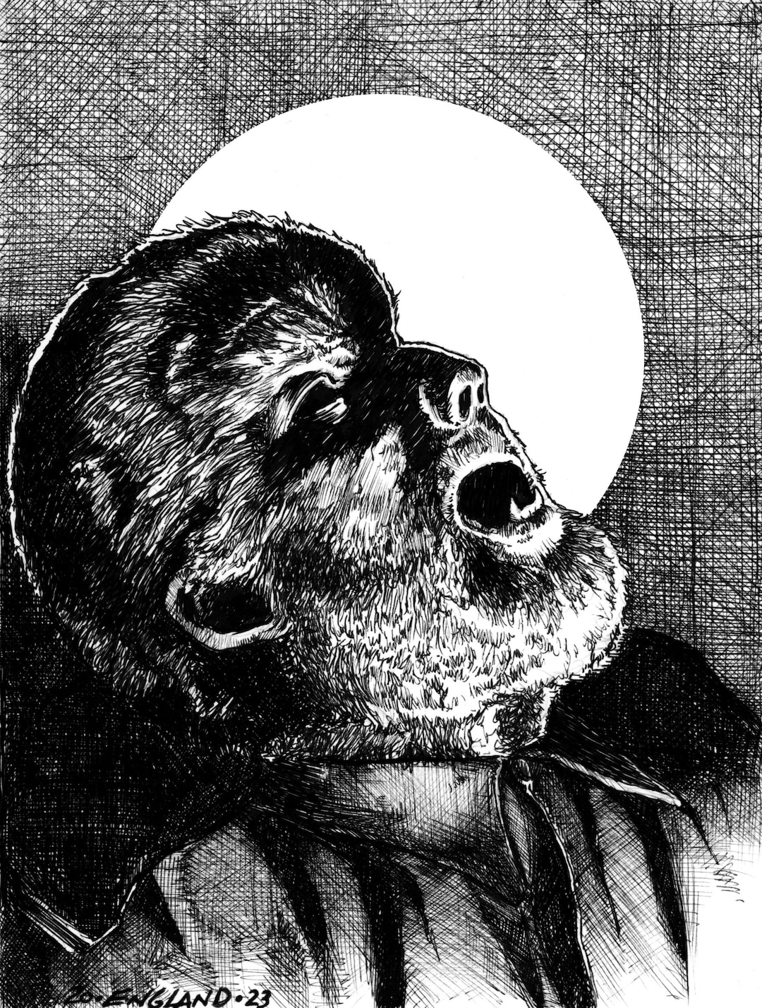 The Wolfman Original Pen and Ink Drawing 6x8 Etsy