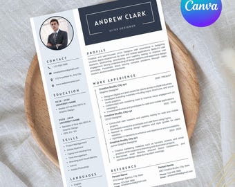 CV profesional moderno para solicitud de empleo, plantilla de currículum minimalista de Canva, PDF A4 compatible con ATS, currículum premium editable 2026-2027