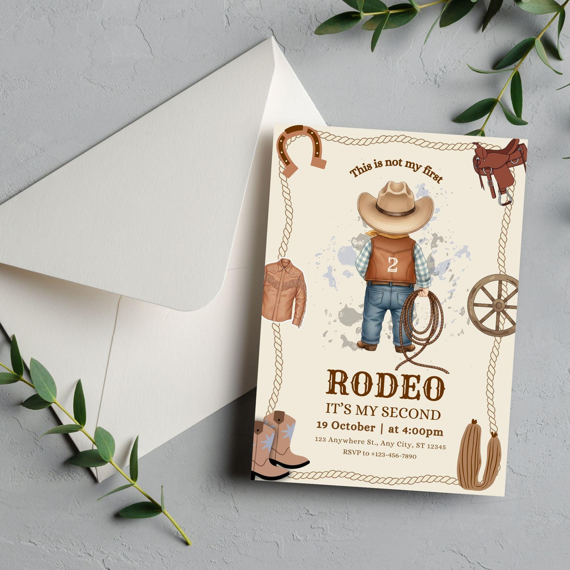 Boys 2nd Rodeo Birthday Invitation, My Second Rodeo Party Invite ...