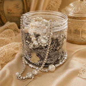 Mystery Silver Jewelry Jar| Surprise Necklace Earrings Rings Set