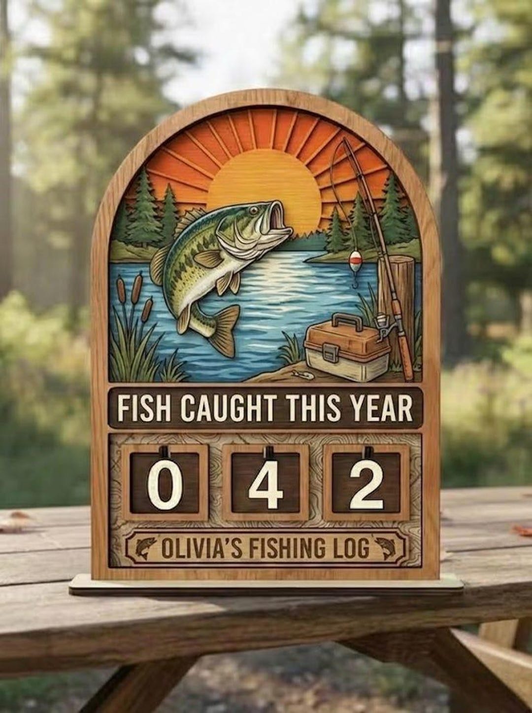 Personalized Fish Caught This Year Sign, Wooden Fishing Tracker Sign ...