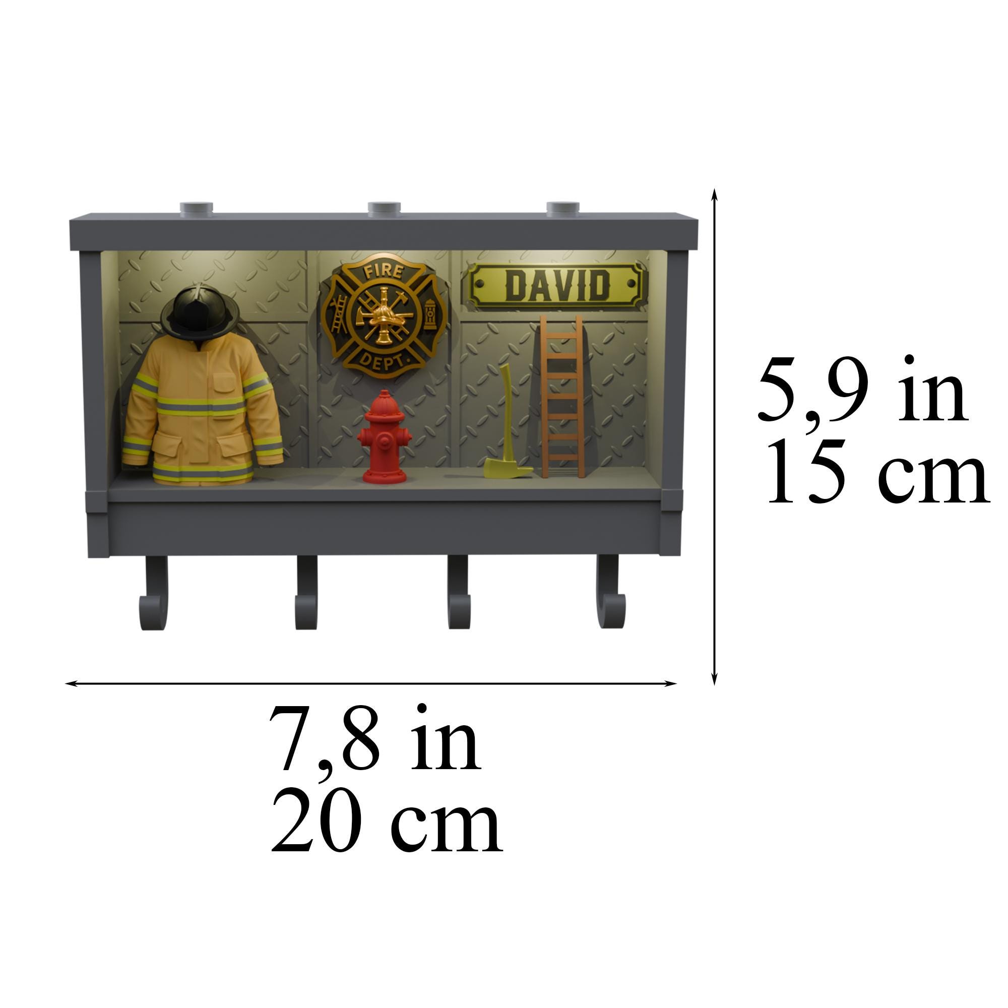 Custom Name Firefighter Shadow Box Key Holder, 3D Printed Firefighter ...