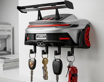 Soporte personalizado para llaves de coche deportivo, llavero de pared personalizado, regalo impreso en 3D para amantes de los coches, decoración única para la entrada del garaje.
