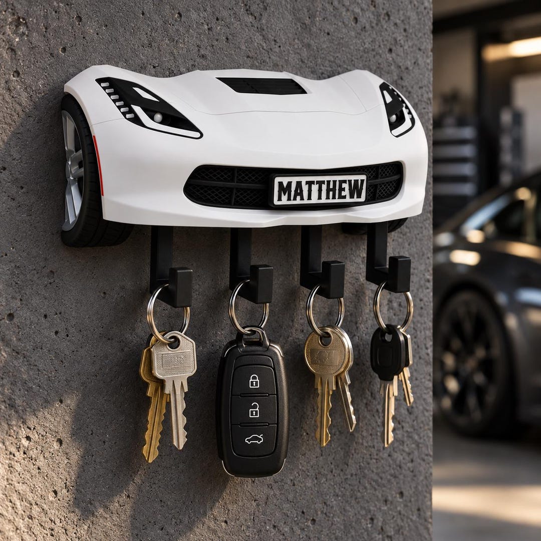 Personalized Sports Car Key Holder for Wall, Custom Name 3D Printed ...