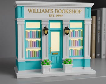 Personalized Bookshop Decor with LED Light, Custom Name Book Nook, Miniature Bookstore Gift for Book Lovers, Reader Shelf Decor