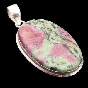Handmade Ruby Zoisite Gemstone Pendant,  925 Sterling Silver, Boho Tribal Jewelry