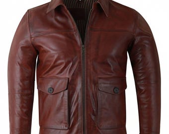 Chaqueta vintage de piel de oveja marrón de primera calidad