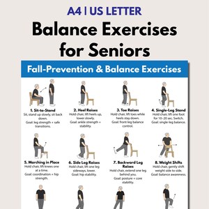 Ejercicios de equilibrio para personas mayores, ejercicios de fuerza y ​​acondicionamiento (descarga en PDF)