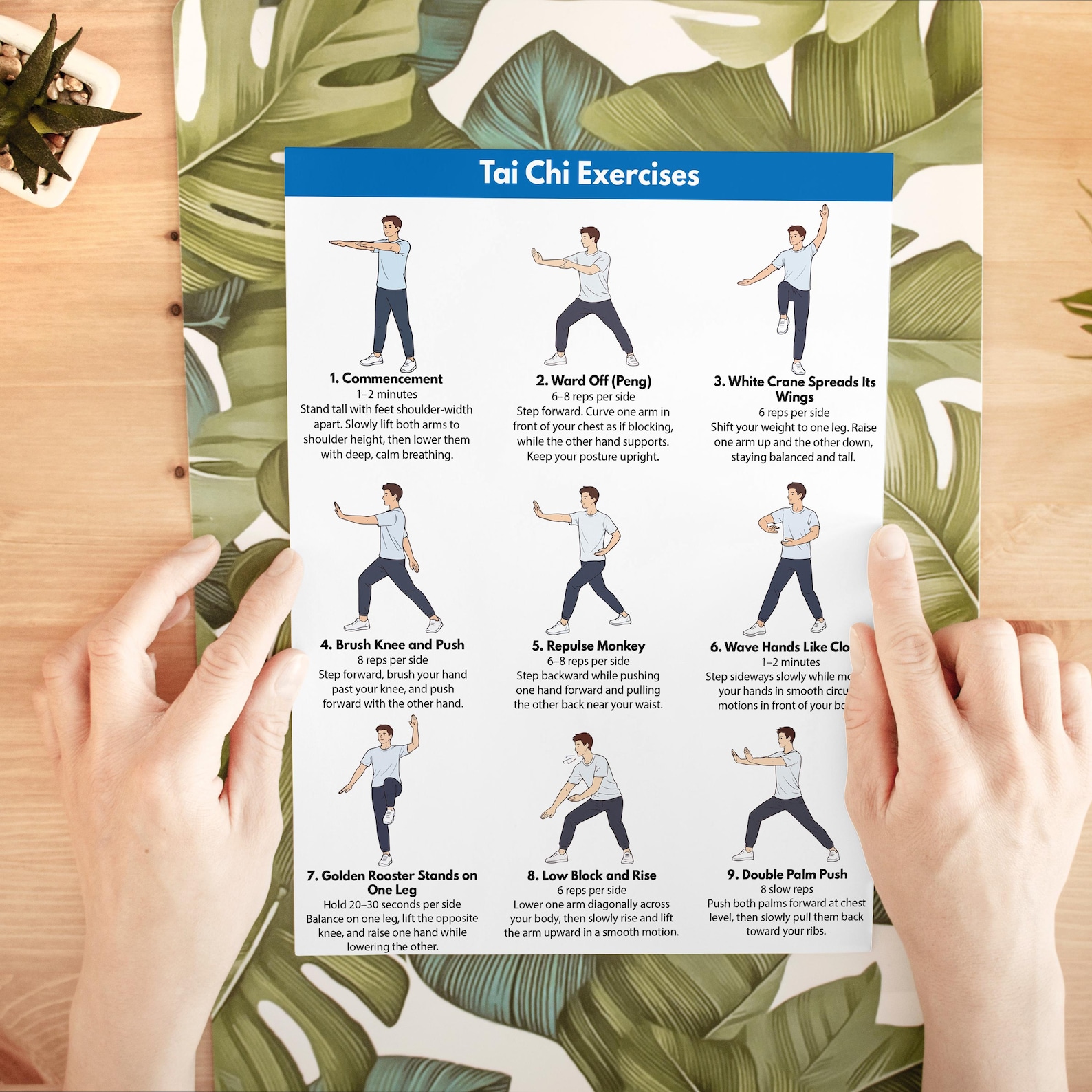 Tai Chi Exercises Chart, Beginner Balance Routine (PDF Download) - Etsy