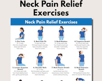 Neck Pain Relief Exercises Printable, Neck Tension Stretches (PDF download)