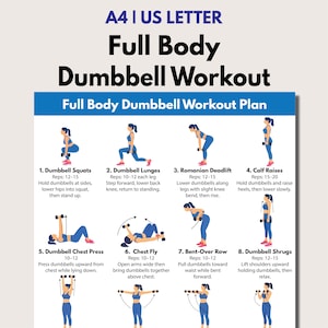 Full Body Dumbbell Workout, Dumbbell Chest, Back & Legs Exercises (PDF Download)