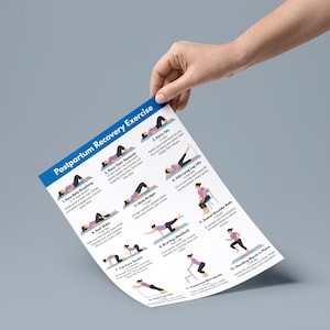 Postpartum Recovery Exercises Printable, Postnatal Workout Chart, Pelvic Floor & Core Strength, Postpartum Exercise Plan image 9