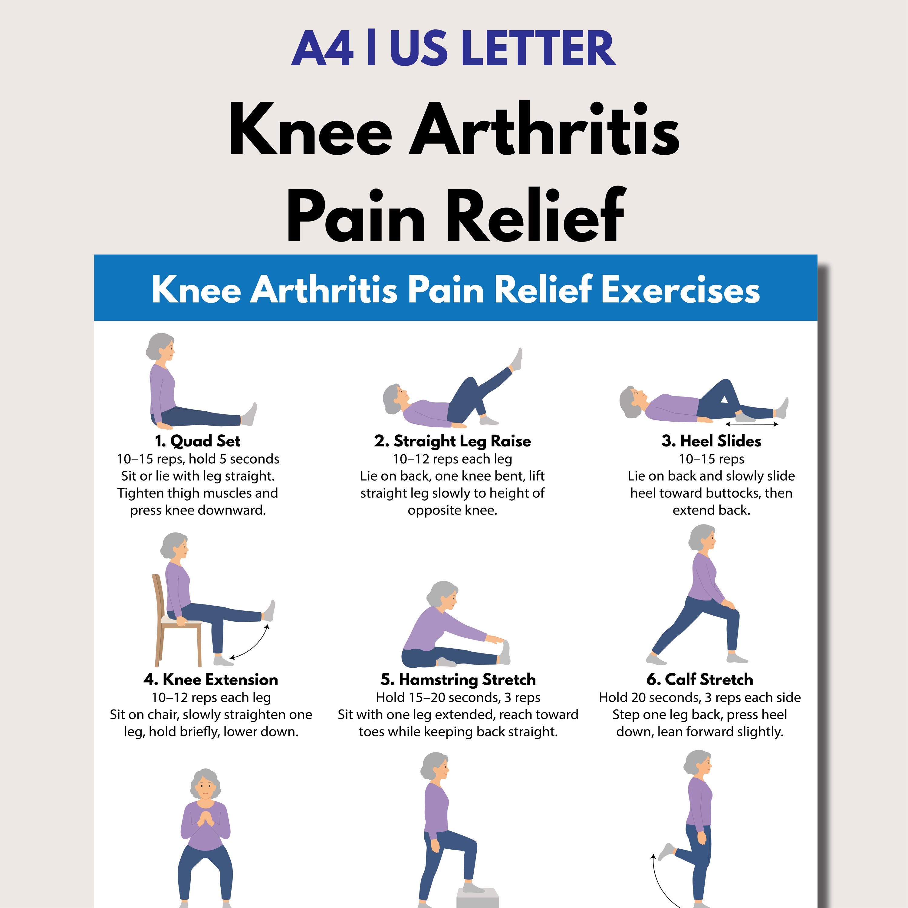 Knee Pain Exercises for Seniors, Knee Arthritis Exercise Routine (PDF ...