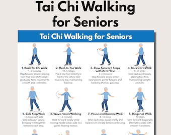 Tai Chi Walking for Seniors, Printable Indoor Walking, Gentle Balance & Coordination Exercises PDF