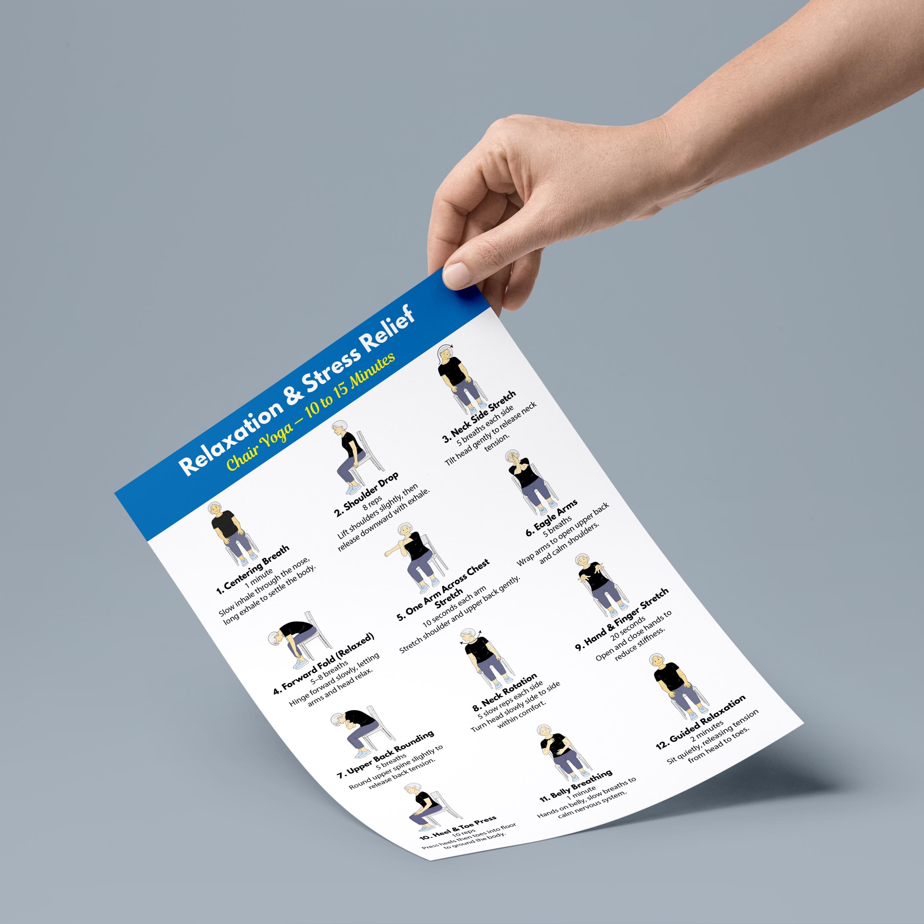 Relax Chart Chair Yoga Chart for Seniors, Relaxation & Stress Relief (digital ...