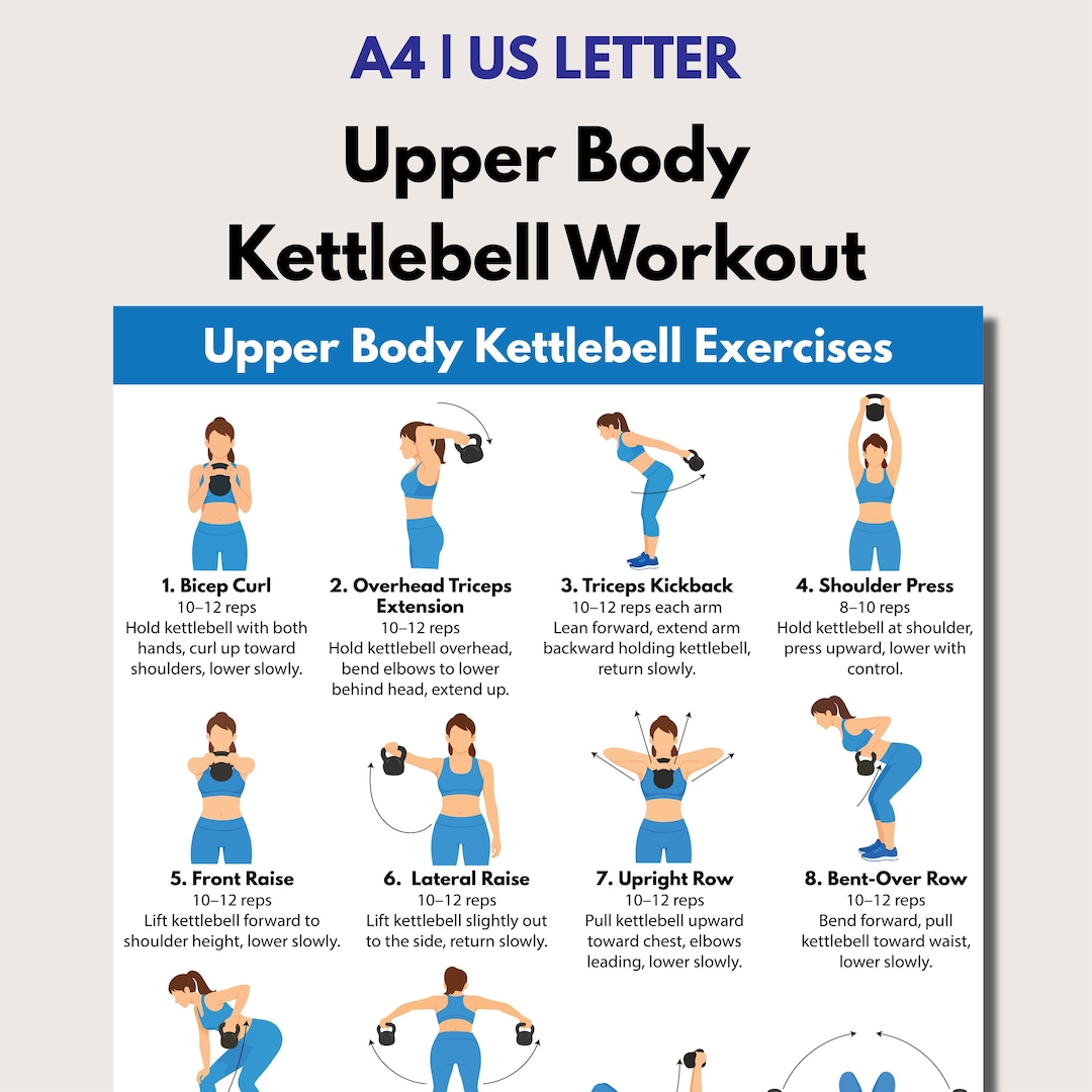 Upper Body Kettlebell Exercises, Arms Shoulders Chest Back Workouts ...