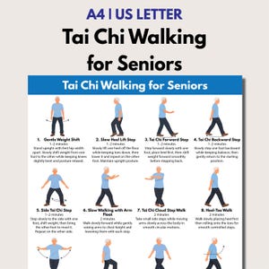 Tai Chi Walking for Seniors Printable, Gentle Balance & Mobility Exercises, Beginners PDF Chart