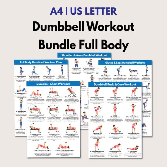 Full Body Dumbbell Workout , Chest, Abs & Core, Back and Posture Dumbbell Exercises Bundle