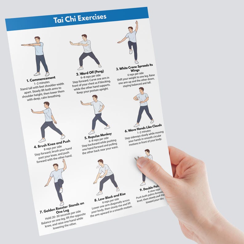 Tai Chi Exercises Chart, Beginner Balance Routine (PDF Download) - Etsy