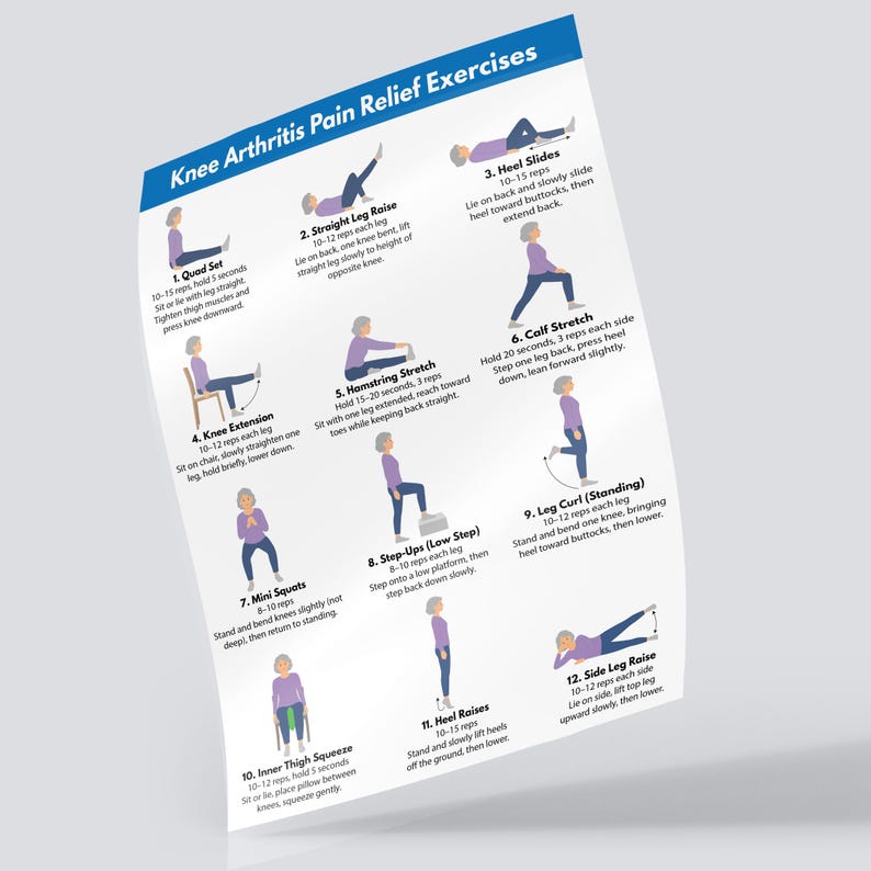 Knee Pain Exercises for Seniors, Knee Arthritis Exercise Routine (PDF ...