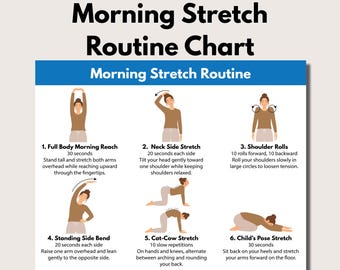 Morning Stretch Routine, Body Daily Stretching Exercises (PDF Download)